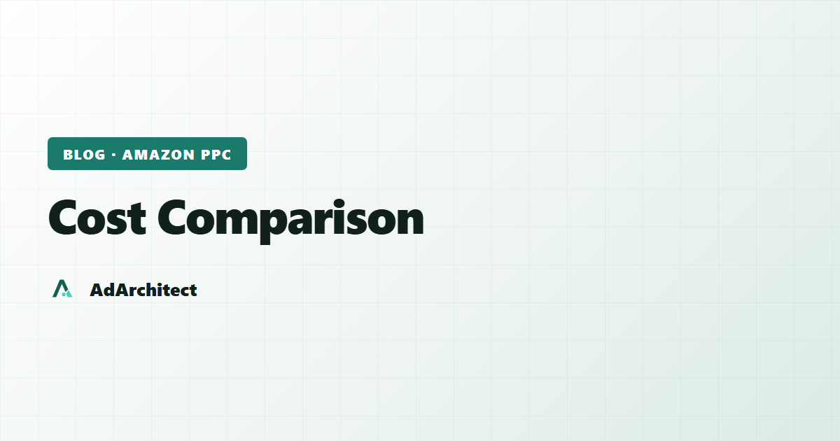 AdArchitect blog banner with the topic label "Cost Comparison" on a light gradient card with a subtle grid pattern